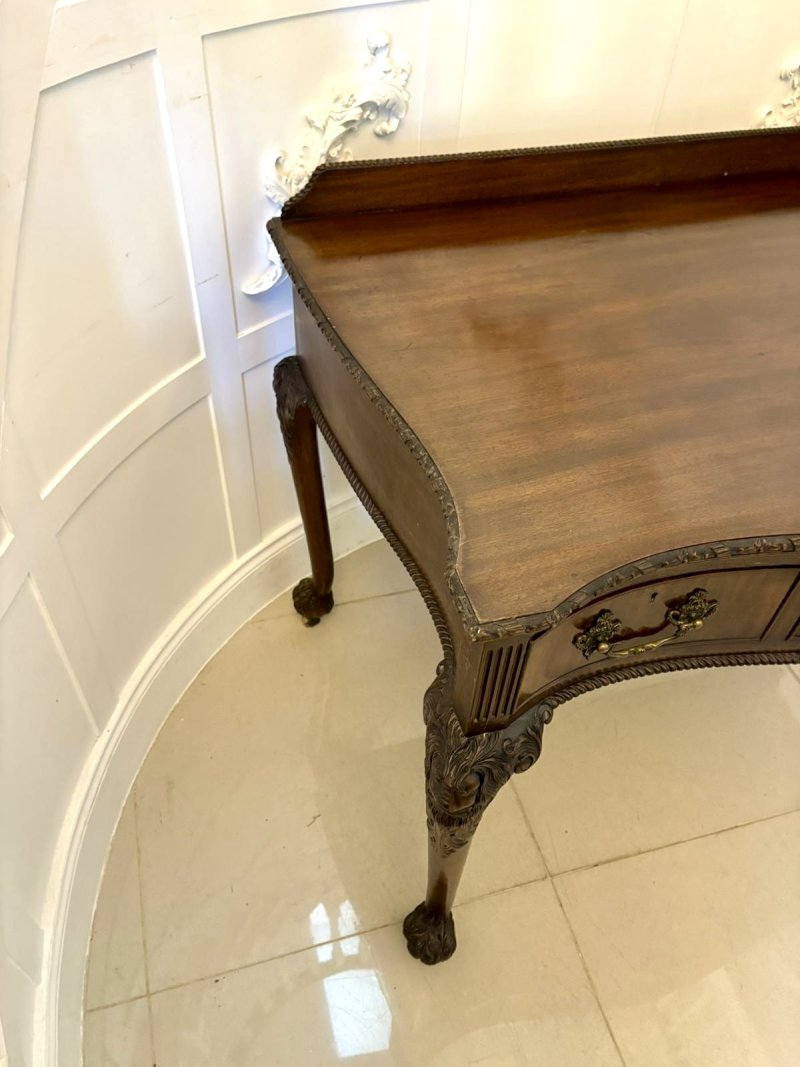 Antique Victorian Quality Carved Mahogany Desk/Console Table - Image 10